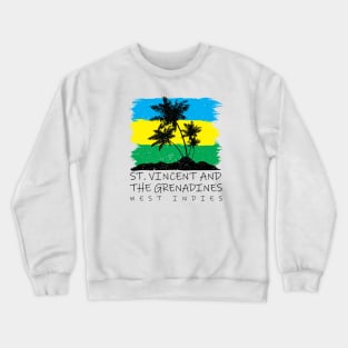 St Vincent and the Grenadines National Colors with Palm Silhouette Crewneck Sweatshirt